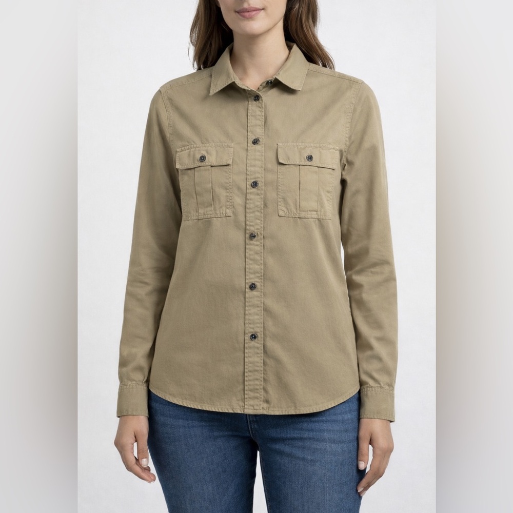 J. Crew‎ Classic Utility Button Down Shirt Minimalist Safari Hiking Tan Size 8
